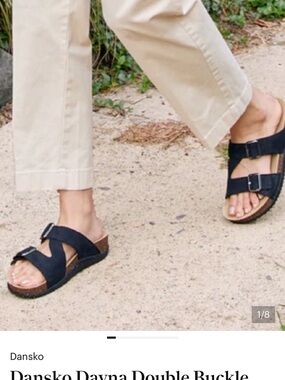 Dansko Dayna Double Buckle Slide Sandals in Black Size 37